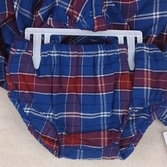 Carter's Baby 2-Peice Flannel Cotton Dress Set‎ Size 12mo in Red Blue Plaid - Picture 7 of 11